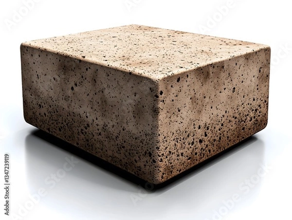 Fototapeta A close-up studio shot shows a single, light beige hempcrete block, demonstrating its texture and potential use in sustainable construction and eco-friendly building projects