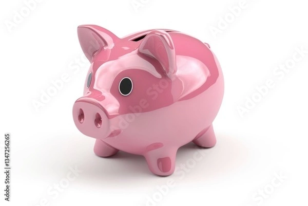 Fototapeta A glossy pink piggy bank, a symbol of savings and financial security.
