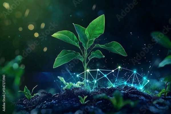 Obraz Abstract growth concept with plant and graph elements in a clean minimalist design