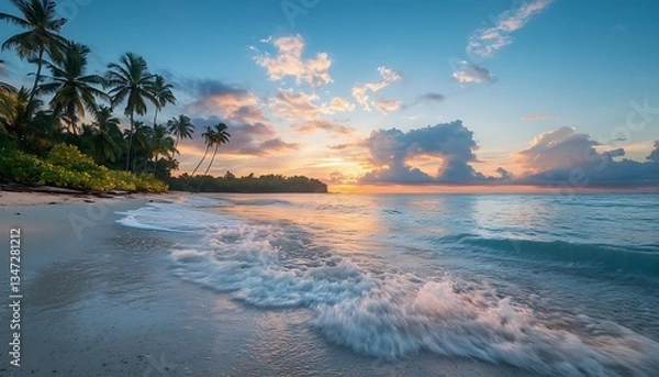 Obraz Tropical Sunset Beach Waves.
