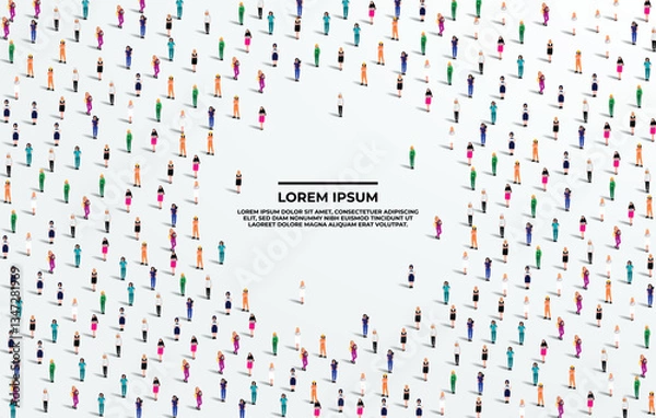 Fototapeta A large group of women from different profession on white background with text space. Labour women people crowd seamless background. Labor day women's day concept. Vector illustration
