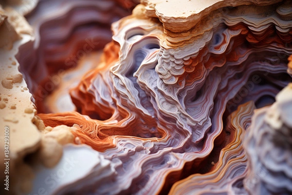 Fototapeta camera zooms in, capturing intricate tapestry of sand textures and patterns, revealing unique identity of every grain and illuminating their pivotal role in unraveling secrets of Earth geological past