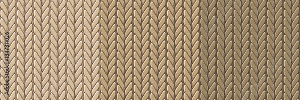 Fototapeta Detailed knitted sweater texture, chunky knit seamless beige shades pattern tile. Cute hand drawn knitted background