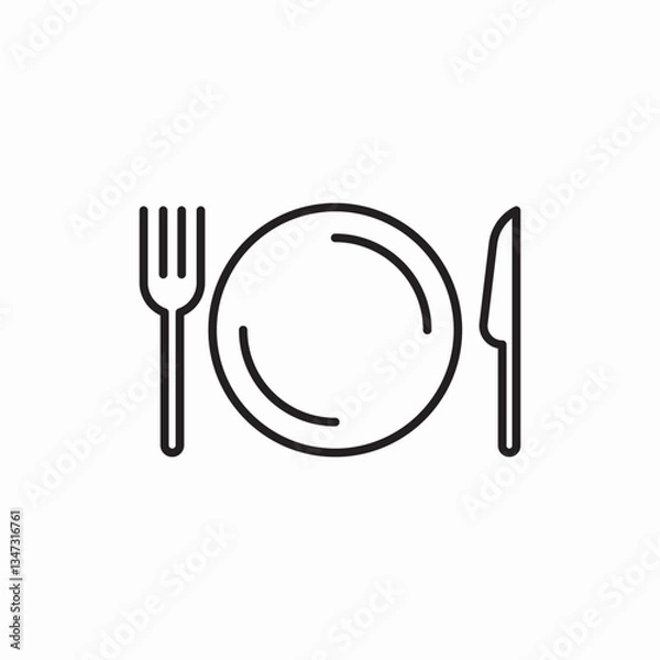 Obraz Restaurant plate dining icon vector sign