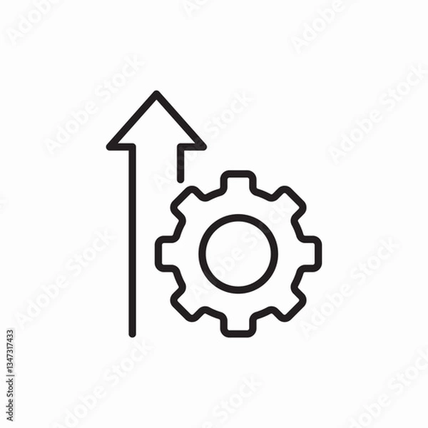 Fototapeta arrow up process gear settings icon vector sign