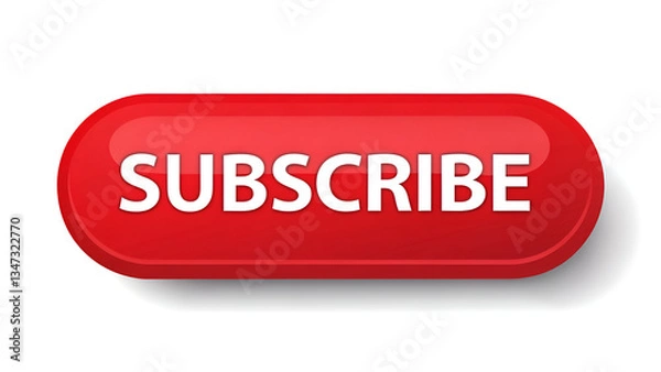 Fototapeta A red subscribe button with white text on a white background inviting viewers to subscribe now online