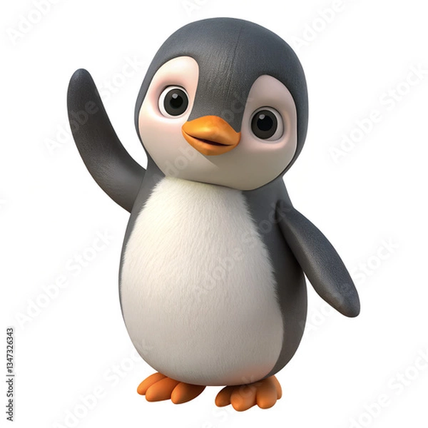 Fototapeta 3d penguin in glasses with a hat