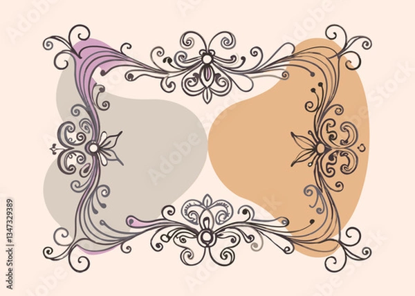 Fototapeta Floral Frame Design. Swirls and Curls for Decorative Art