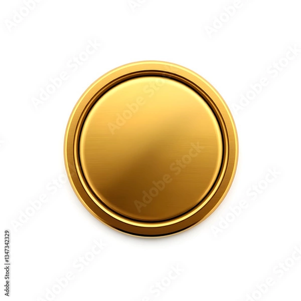 Fototapeta Button gold metal icon on white background. Generative AI