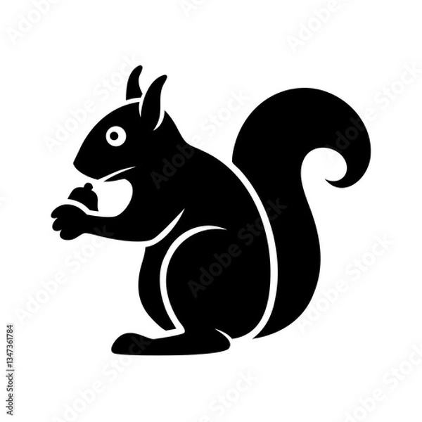 Fototapeta vector illustration of black squirrel icon in white backgrourd