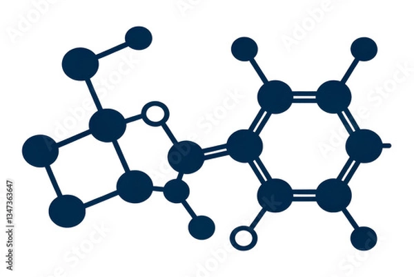 Fototapeta A dark silhouette of molecular structures interconnected, representing chemistry, science, and the complexity of chemical compounds.