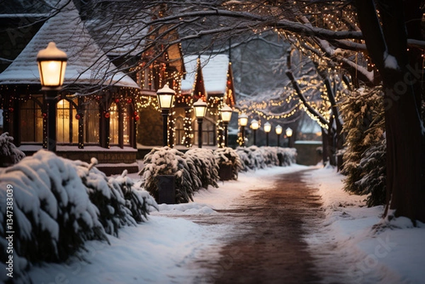 Fototapeta winter wonderland, where a pristine and magical landscape awaits, with every nook and cranny adorned glistening blanket of snow, creating an enchanting realm that will transport you to a whole new wor