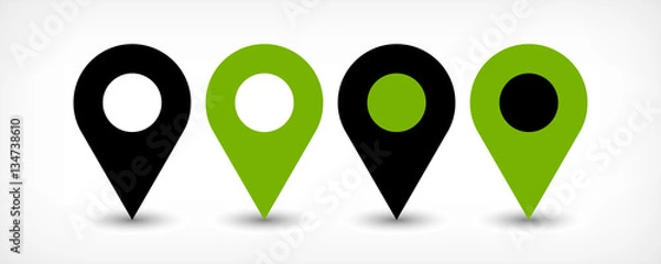Obraz Green flat map pin sign location icon with shadow