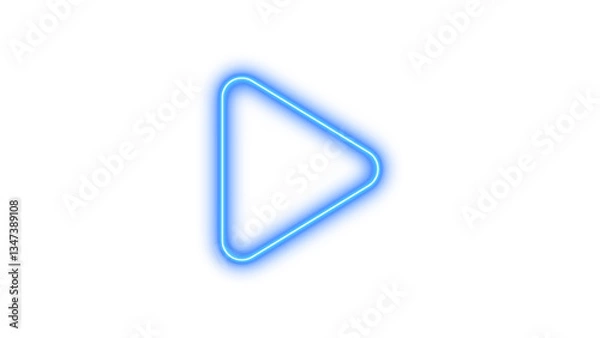 Obraz Neon symbol play icon bule color glow with transparent background
