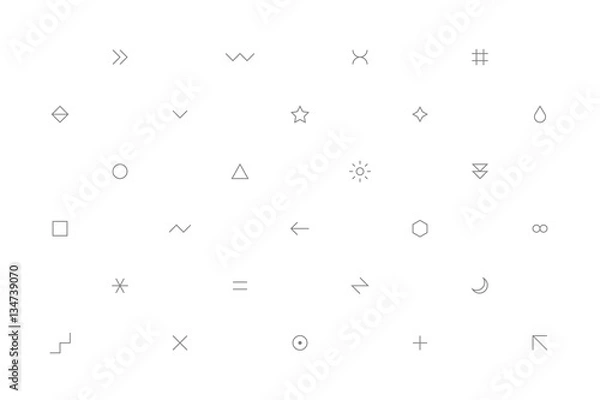 Obraz White geometric pattern with gray simple signs