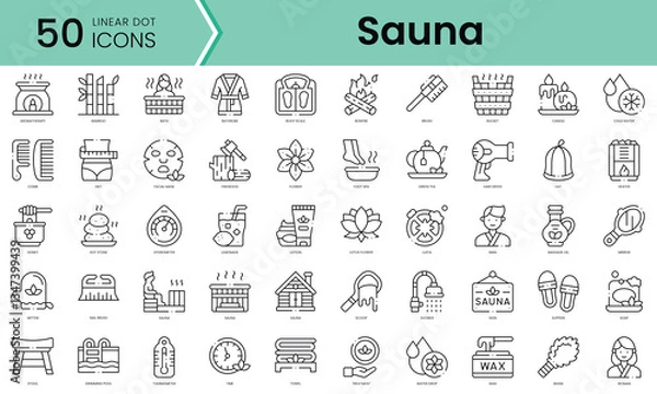 Fototapeta Set of sauna icons. Line art style icons bundle. vector illustration