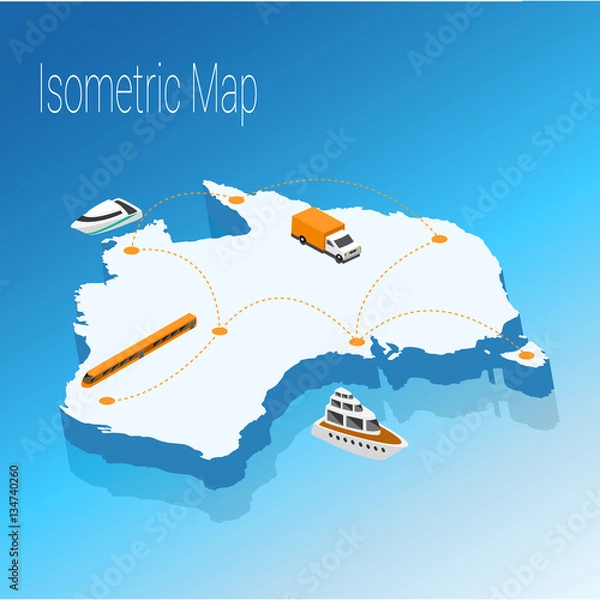 Fototapeta Map australia isometric concept.