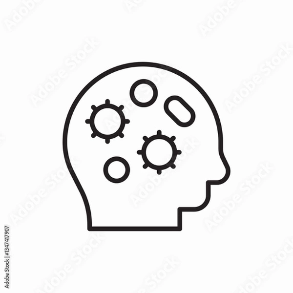 Fototapeta brain bacteria icon vector sign