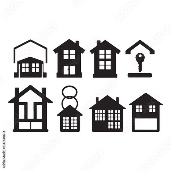 Fototapeta Collection of Various House Icons and Symbols