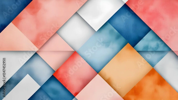 Fototapeta Abstract Geometric Watercolor Design Pattern