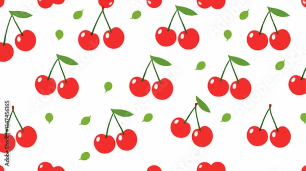 Fototapeta Seamless pattern with cherries, cherry seamless pattern