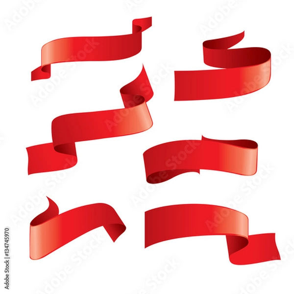 Obraz Set of red vector ribbons