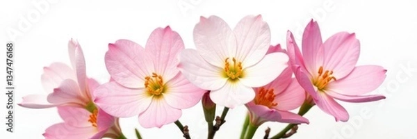 Fototapeta Delicate flower with intricate details isolated on white background, floral arrangement, isolated