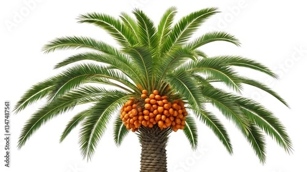 Fototapeta Vibrant Date Palm Tree with Abundant Fruits Ideal for Tropical Landscaping and Botanical Illustrations