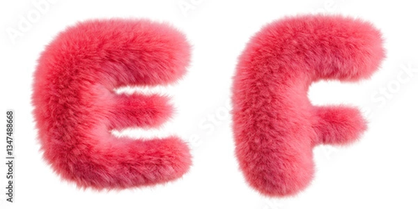 Obraz Pink Fur E-F letters. Isolated on transparent background