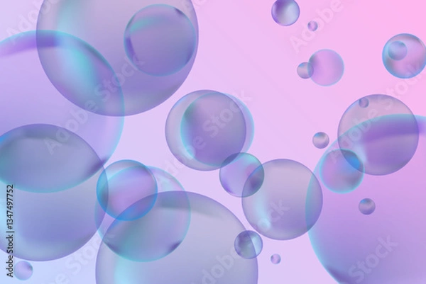 Fototapeta Modern realistic water bubbles, great design for any purposes. Vector illustration background. Abstract background. Banner, flyer. Creative design. Vector template.