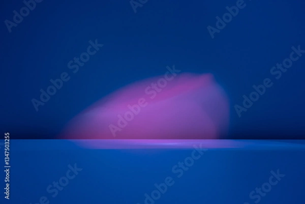 Obraz Abstract light on blue background for product presentation with light reflections and shadows on wall. Winter background.	