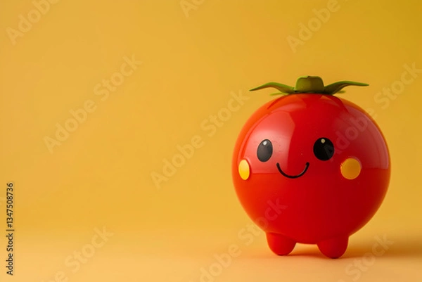 Fototapeta Cute Cartoon Tomato Character On Orange Background