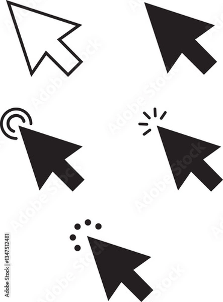 Obraz Mouse Cursor Icons Set - Click, Pointer, Arrow, UI Navigation