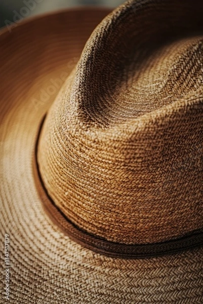 Obraz Close-up View of Stylish Straw Hat with Dark Band Detail