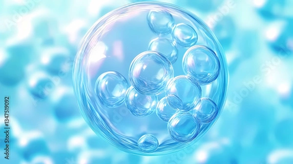 Obraz Blue bubble theme with large and small bubbles