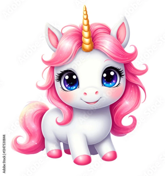 Obraz Artificial Intelligence. Funny Illustration. 3D Character. Cute Cartoon 3D Unicorn Character. Advertising Print. Cartoon Animals. Print