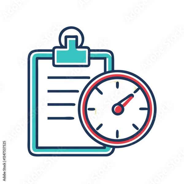 Obraz Exam Timer Icon with Clipboard and Clock  