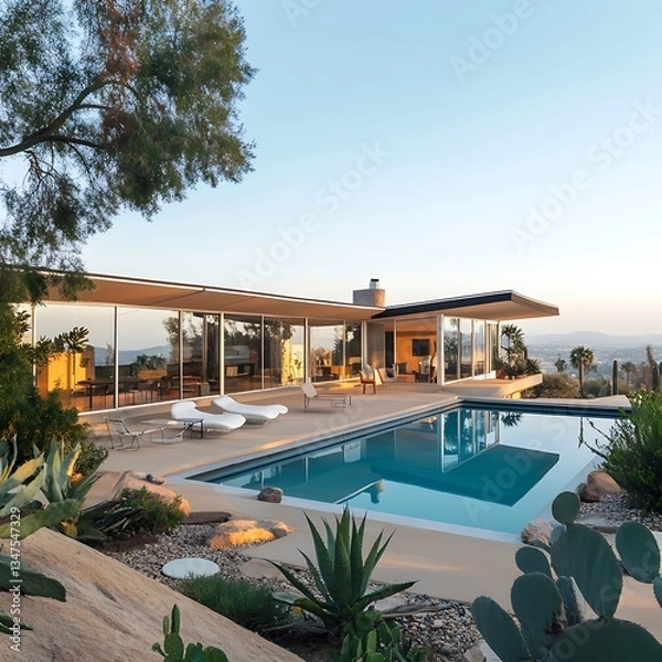 Fototapeta Sleek futuristic forms complement breathtaking uninterrupted sky panoramas above image