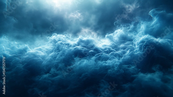 Obraz Powerful Dark Clouds in a Blue Sky with Light Rays