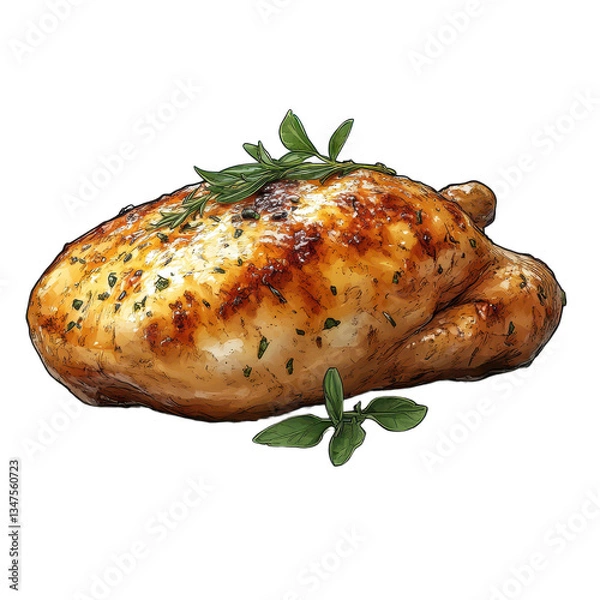 Obraz chicken meat side view full length isolate cutout on white or transparent background