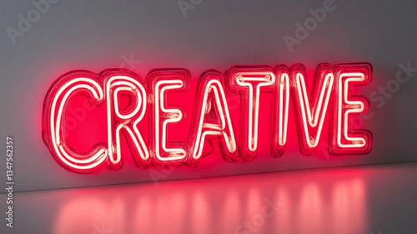 Fototapeta Creative neon sign glowing in a stylish and modern setting.