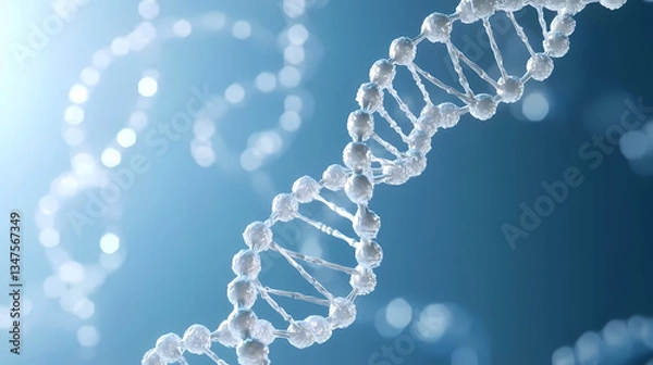 Fototapeta DNA Double Helix Structure on Blue Background