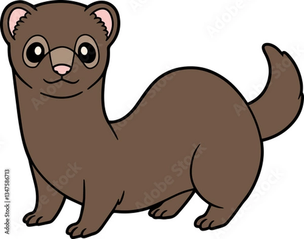 Fototapeta Playful Cartoon Ferret with Expressive Features and Charming Appearance