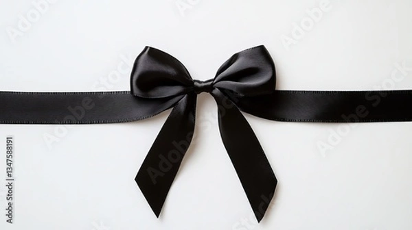 Fototapeta A Black Ribbon Tied into a Simple Yet Symbolic Bow – Elegance & Meaning