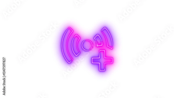 Fototapeta Neon access point plus symbol icon glowing with transparent background