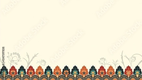 Fototapeta Decorative Islamic-inspired background with geometric motifs and a 3D layered effect