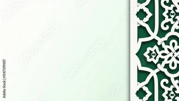 Fototapeta Intricate white lattice design revealing vibrant traditional patterns in red, gold, and green