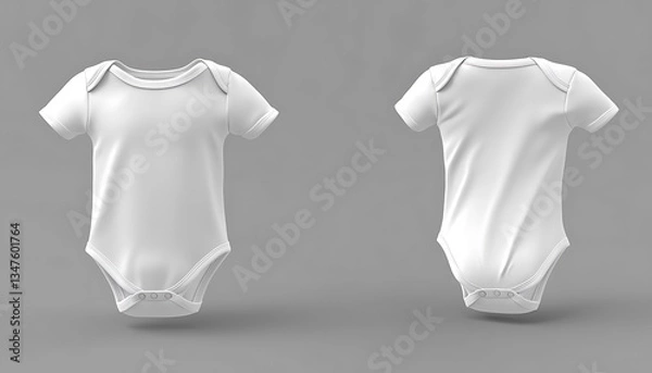 Obraz White Baby Bodysuit Mockup for Front & Back.