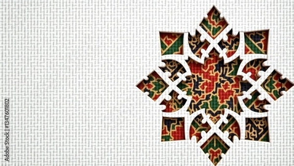 Fototapeta Abstract Islamic art with symmetrical cut-out elements and colorful contrast