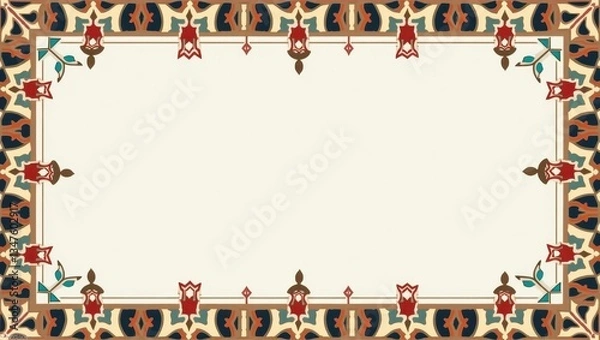 Fototapeta Abstract Islamic art with symmetrical cut-out elements and colorful contrast